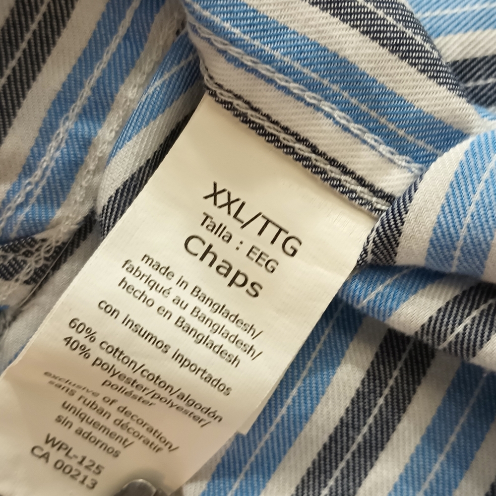Men's Chaps Shirt with Blue and‎ White Stripes XXL - Picture 7 of 8